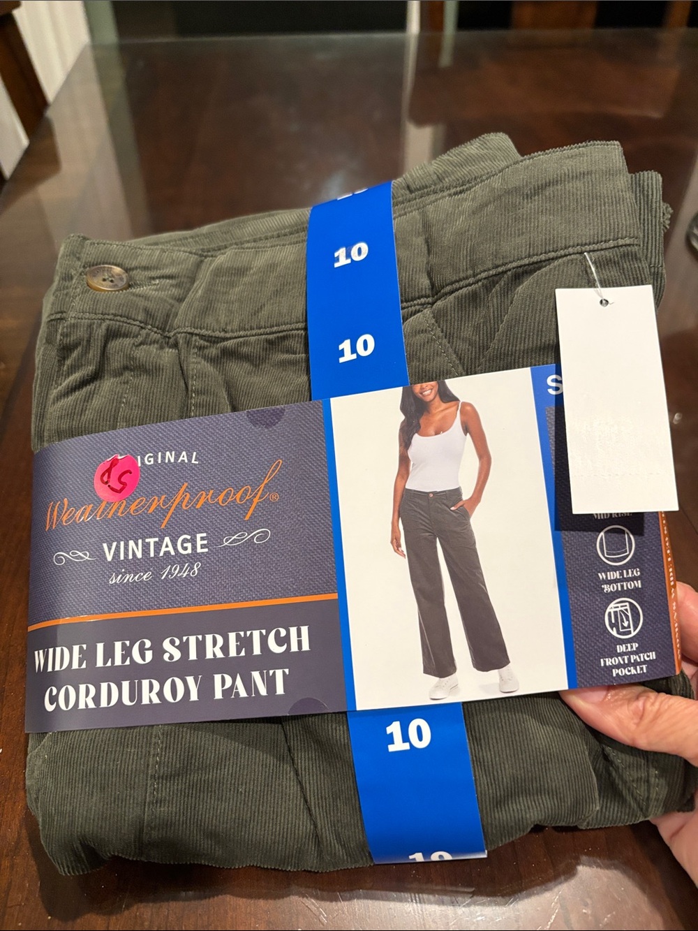 Weatherproof corduroy Wide-Leg Women’s Pants in Olive